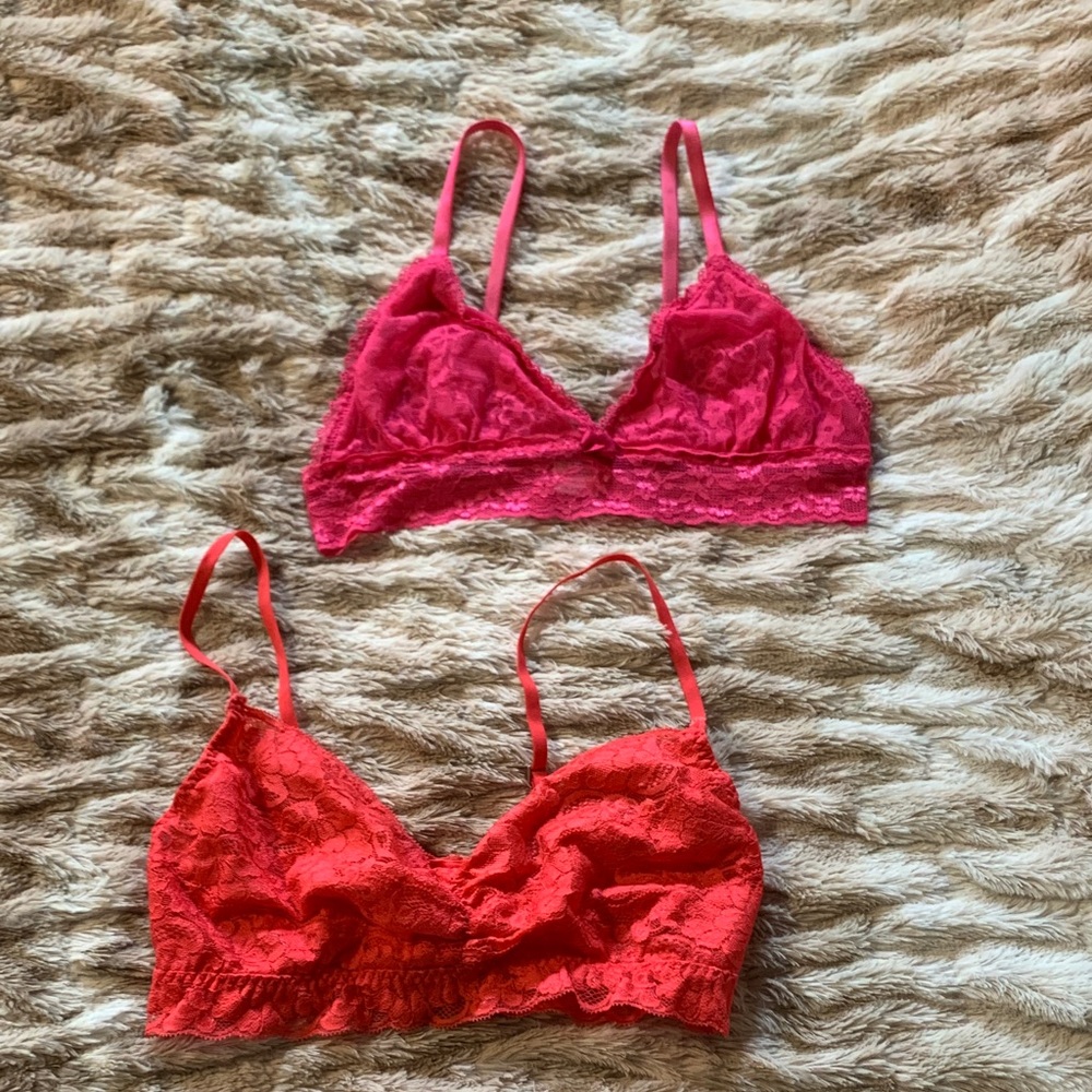 Xhilaration Lace Bralette Duo in Hot Pink & Red